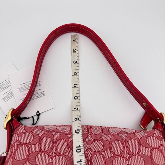 Coach Demi Signature Jacquard Shoulder Bag Purse Handbag Retro Mini Y2K Red NEW - Picture 15 of 16